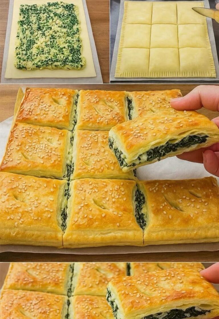 Spinach and Cheese Puff Pastry Squares