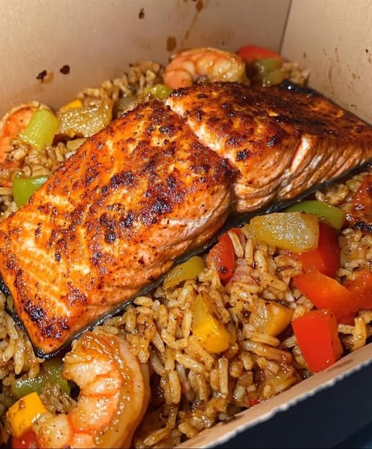 Cajun Salmon & Shrimp Dirty Rice Bowl