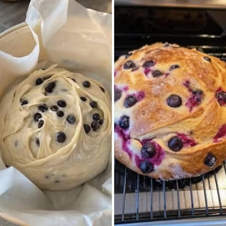 Delicious Blueberry Cream Cheese Loaf garnished with fresh blueberries.