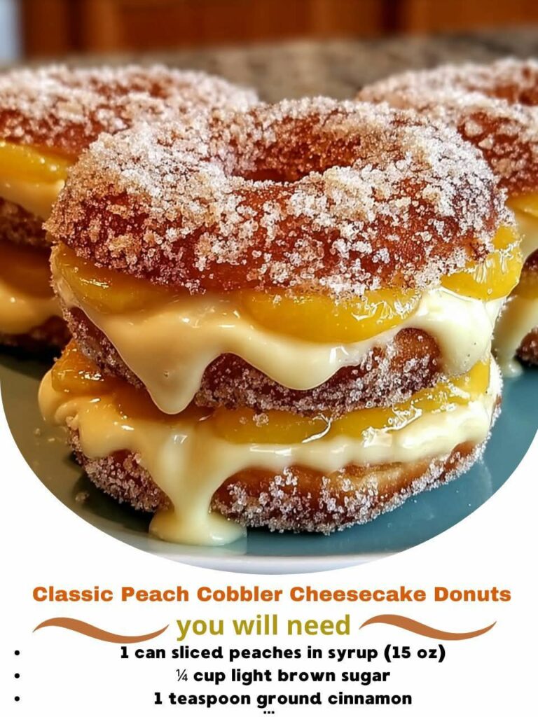 Classic Peach Cobbler Cheesecake Donuts
