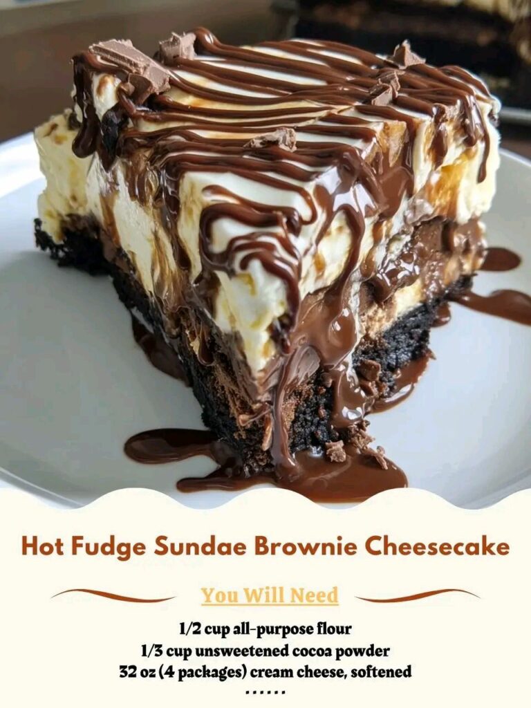 Hot Fudge Sundae Brownie Cheesecake