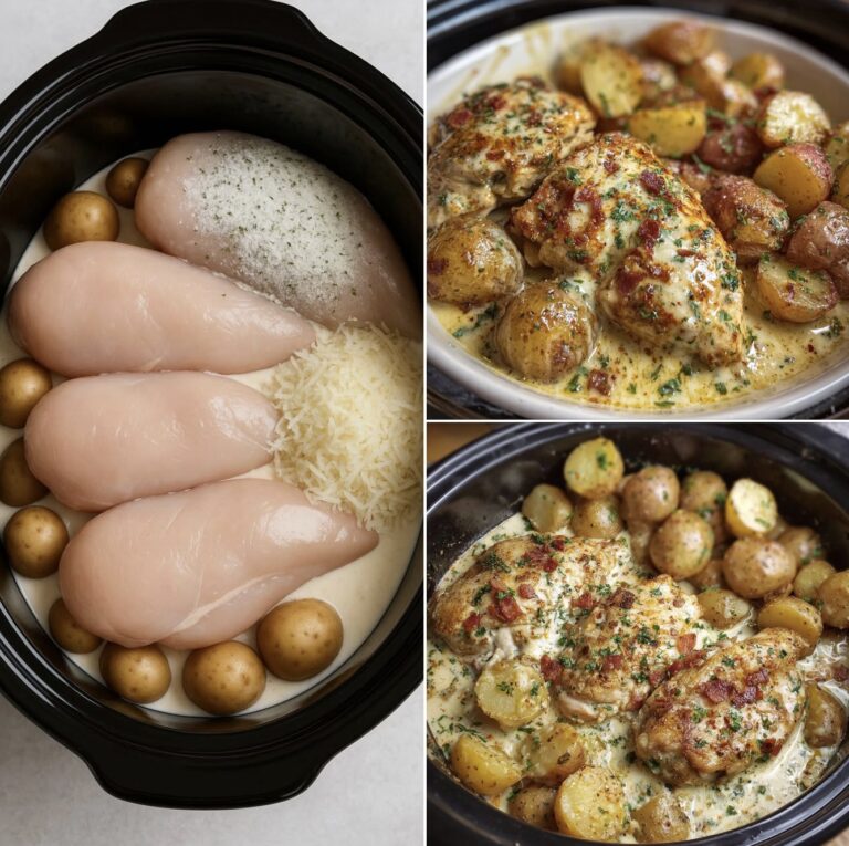 Garlic Parmesan Crockpot Chicken Potatoes