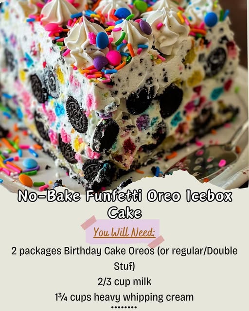 🎉 No-Bake Funfetti Oreo Icebox Cake 🍪✨
