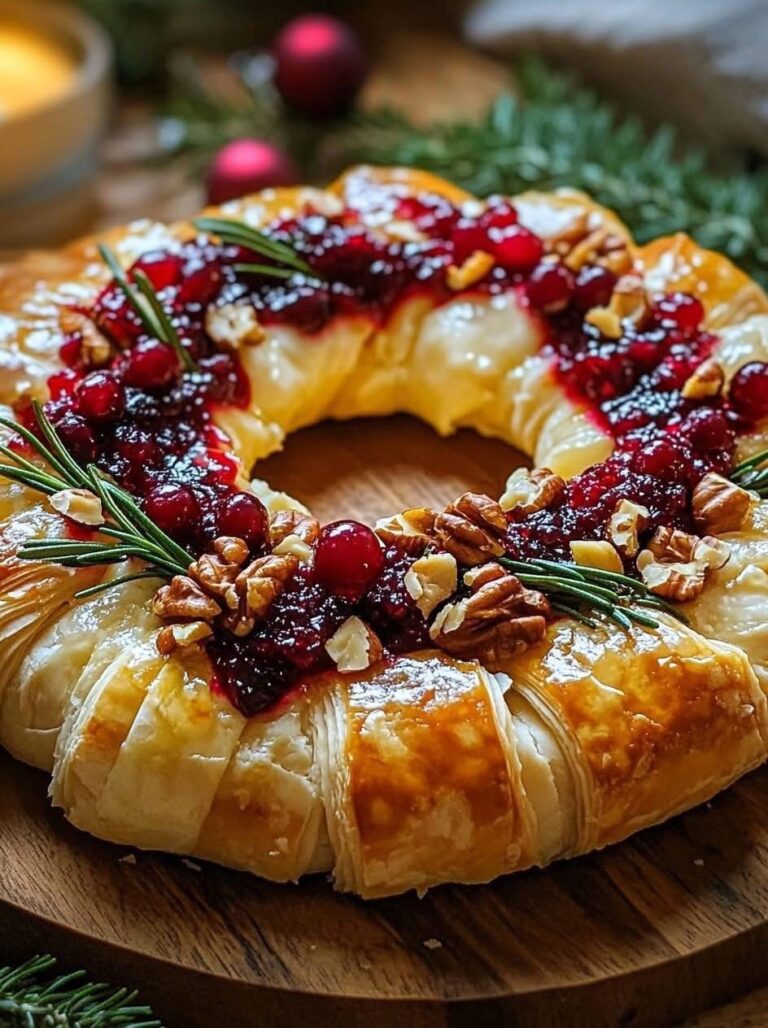 Brie Cheese & Cranberry Christmas Wreath