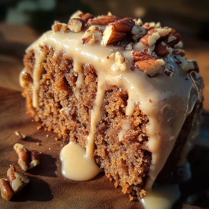 Pecan Cake with Cinnamon Cream Icing