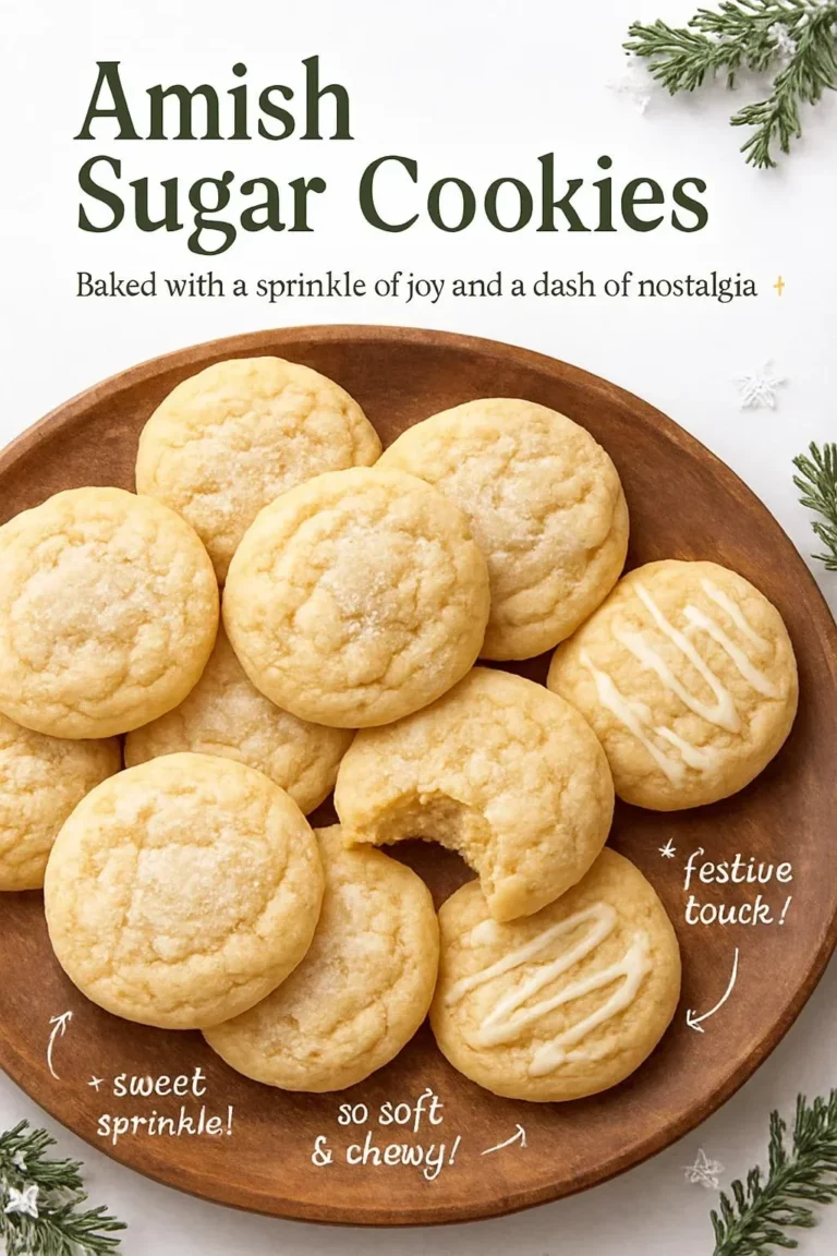 Delicious Amish Sugar Cookies arranged on a rustic wooden table