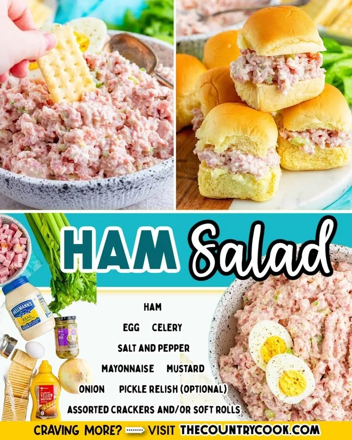 Delicious homemade ham salad in a bowl with fresh ingredients