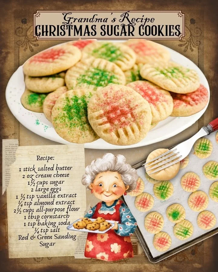 Decorated classic Christmas sugar cookies on a festive table