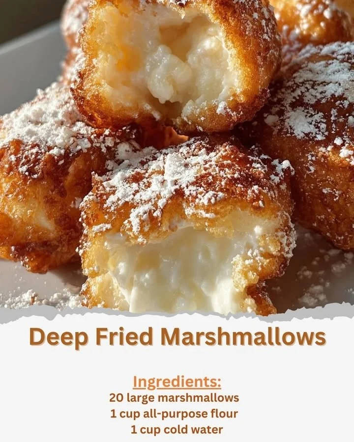 Delicious deep fried marshmallows with a crispy coating and gooey center