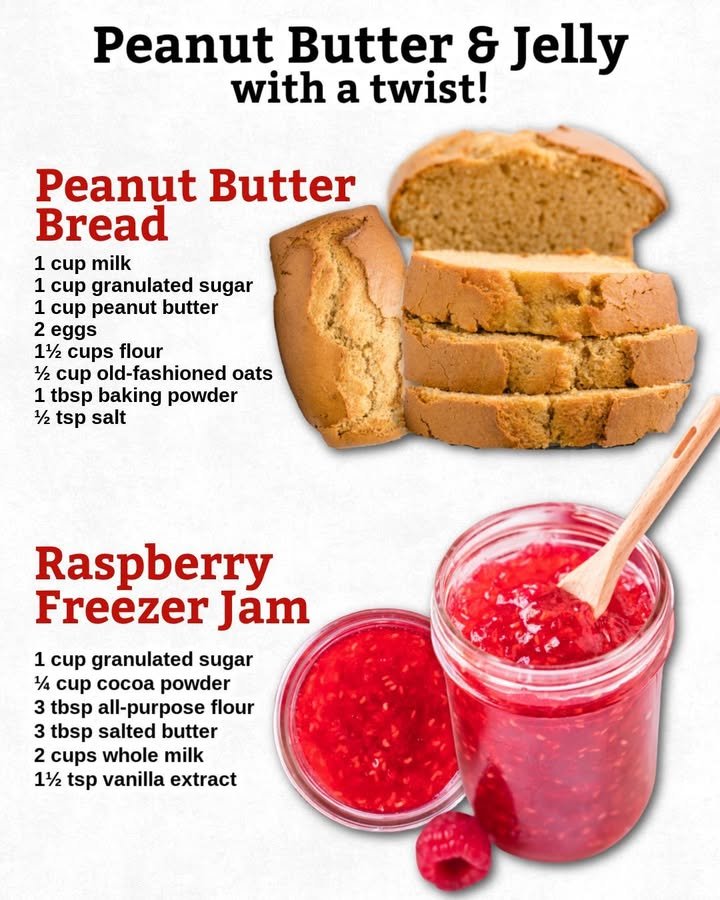 Peanut Butter Bread with Raspberry Freezer Jam