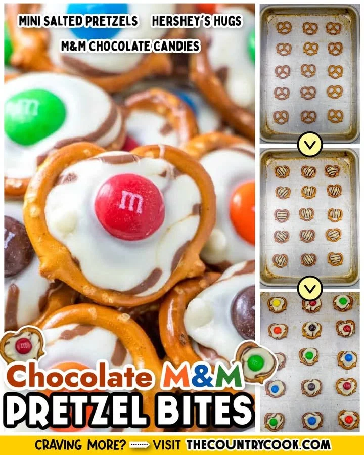 Delicious Hershey Kiss Pretzels topped with chocolate and pretzels