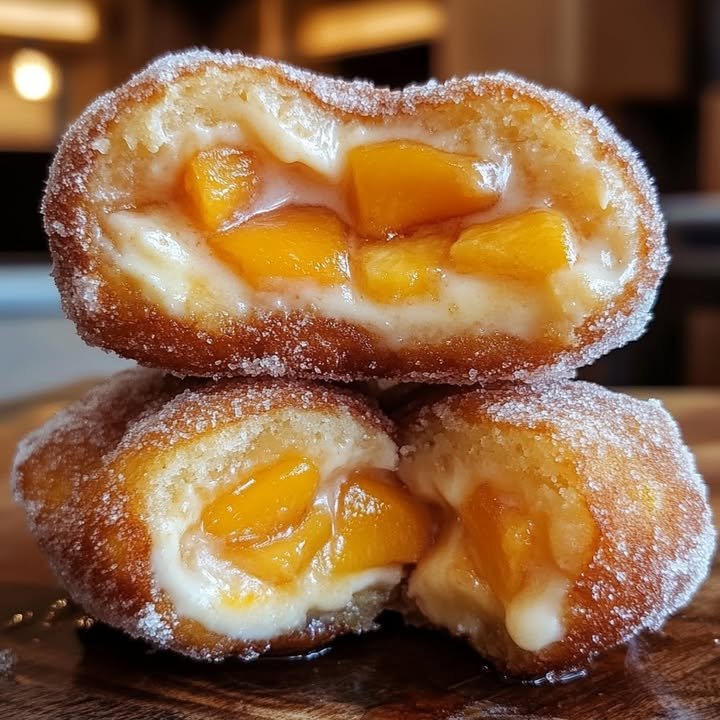 Classic Peach Cobbler Cheesecake Donuts