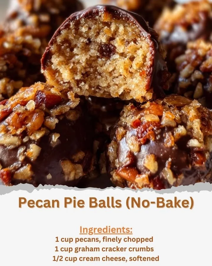 No-bake pecan pie balls served on a plate, a tasty dessert treat