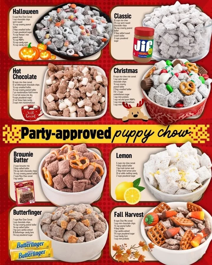 Varieties of puppy chow treats for dogs in different flavors and textures.