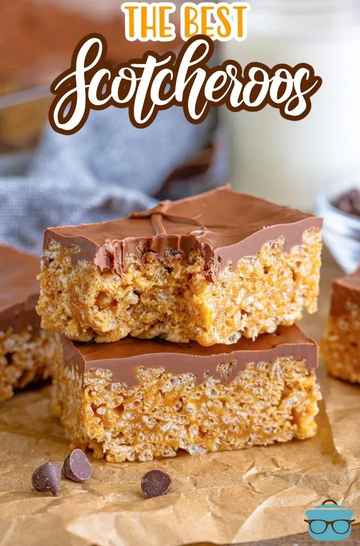 Delicious homemade Scotcheroos with chocolate and butterscotch topping