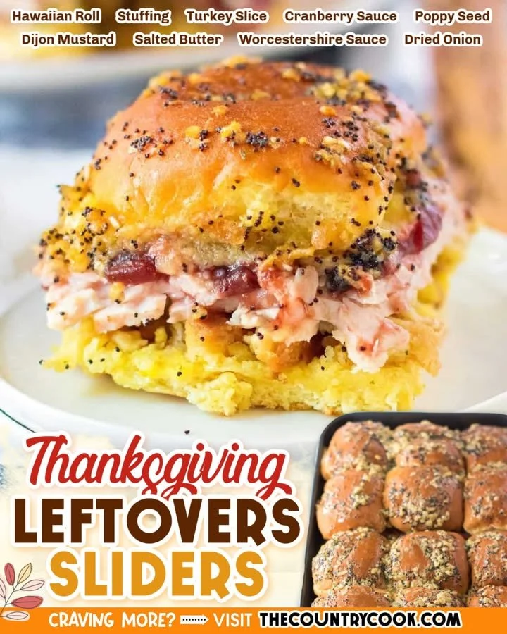 Savory Thanksgiving Sliders with turkey and cranberry sauce on a wooden platter.