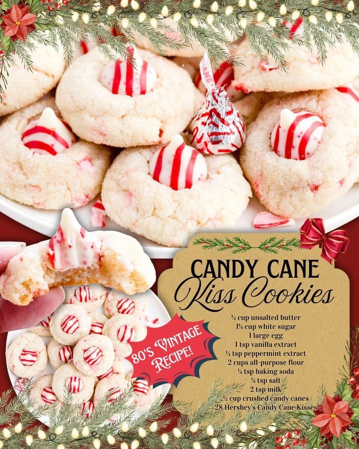 Candy Cane Kiss Cookies